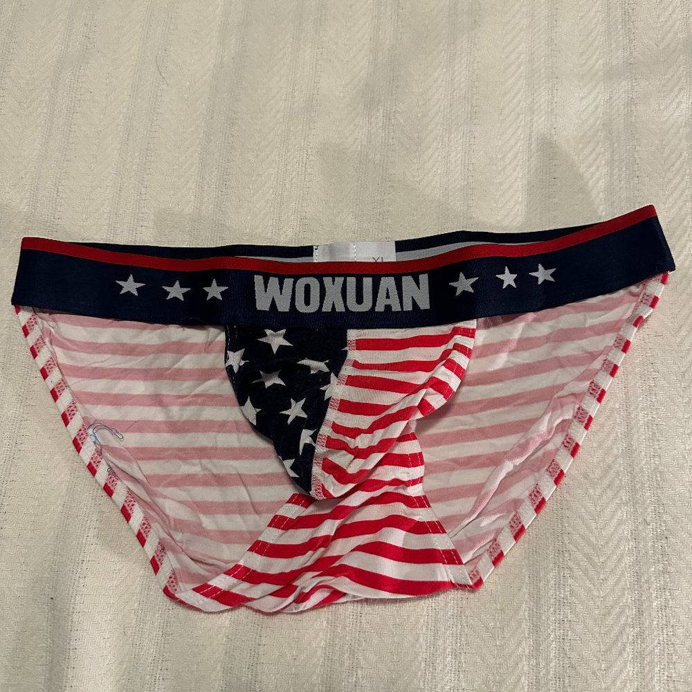 Patriotic style skimpy yet MANLY briefs - Size “XL” but fits like Size "L"